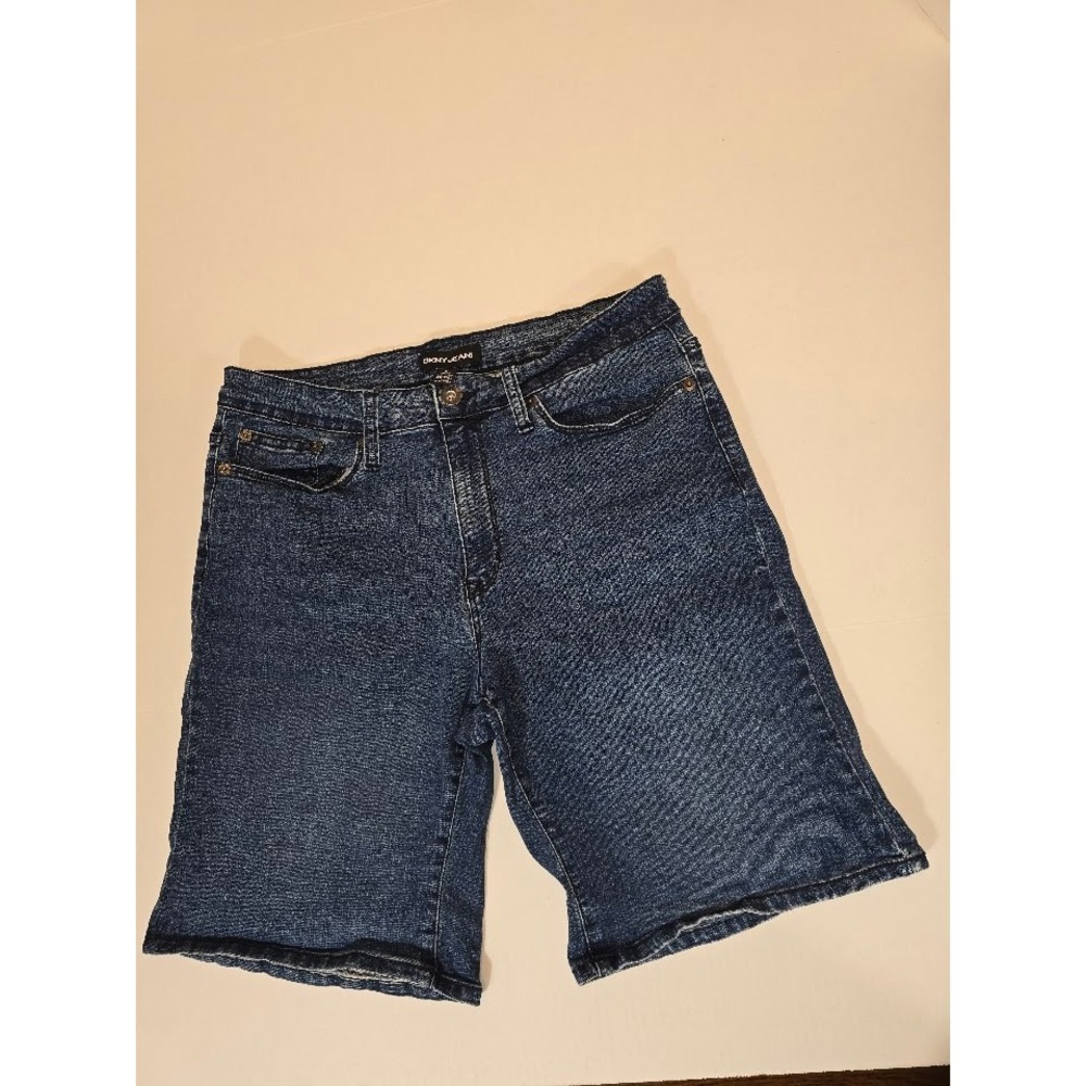 DKNY‎ Jeans Denim Bermuda Shorts Dark Wash Pockets Comfort Casual Size 8